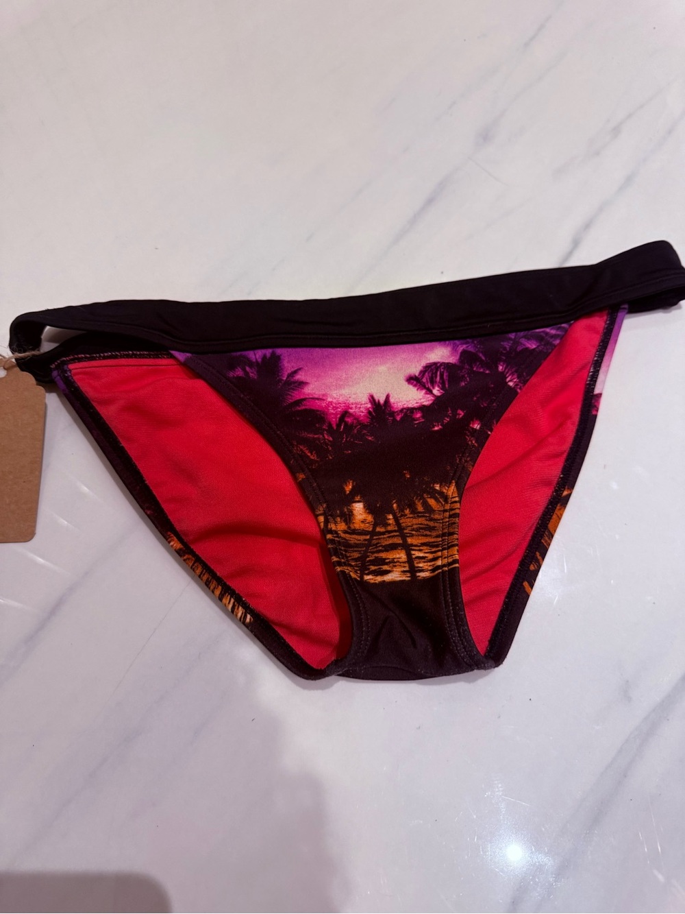 Roxy Girls Sunset Palm Bikini Bottoms in Pink and Black